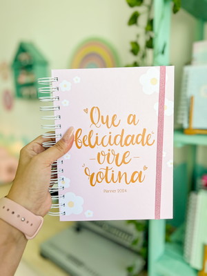 Planner 2024 com elástico bolso divisórias