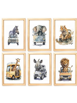 Kit quadro infantil safari piloto transporte quarto criança