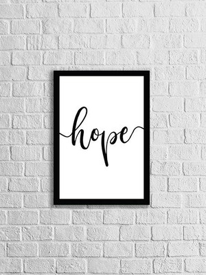 Quadro palavra hope-a4 com vidro