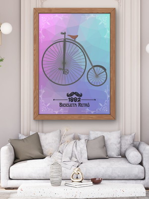 Arte digital quadro para sala - bicicleta retrô 1882