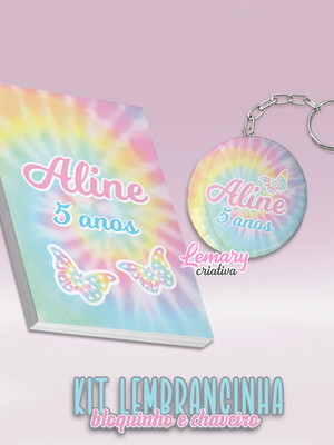 Bloquinho com chaveiro tie dye mod.0001