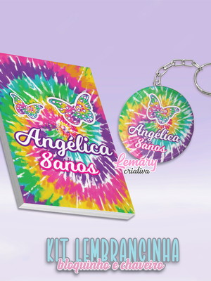 Bloquinho com chaveiro tie dye mod.0002