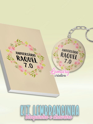 Bloquinho com chaveiro floral mod.0001