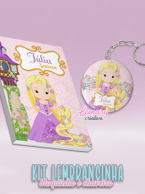 Bloquinho com chaveiro rapunzel mod.0001