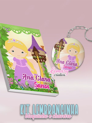 Bloquinho com chaveiro rapunzel mod.0002