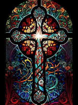 Quebra-cabeça decorativo religioso vitral arte sacra 300 pcs