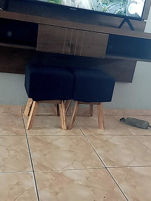 Capa para puff quadrado cor preto