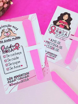 Card com mini lixa- outubro rosa