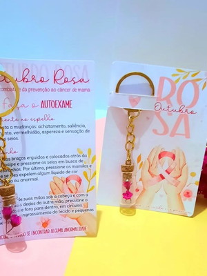 Card com chaveirinho- outubro rosa