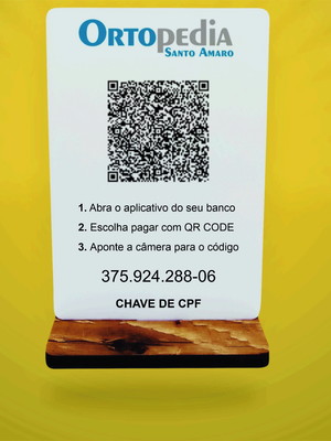Placa de acrílico branco para pagamento via pix, placa pix
