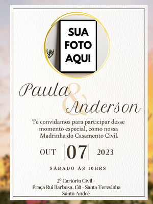 Convite digital madrinha de casamento