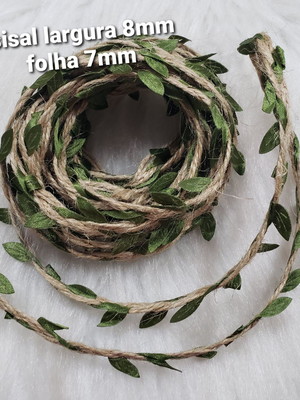 Cordão de sisal decorativo folhas-(1 metro)