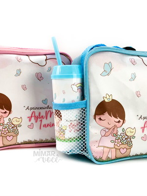 10 kit lancheiras com porta garrafa + copos long drink