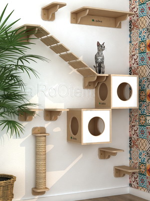 (sphynx) playground para gatos c/ 10 itens, ecológica branco