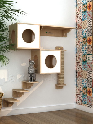 (persa) playground para gatos com 7 itens, ecológico branco