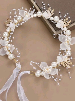 Tiara de cabelo noiva, decorada com pérolas