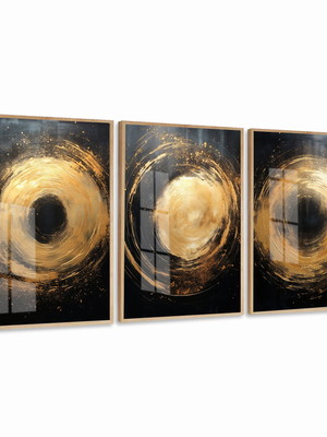 Quadro decorativo com vidro e moldura abstrato gold