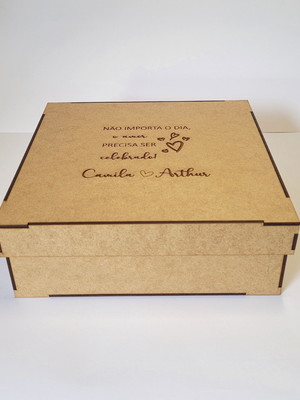 20 caixas 15x15x15cm mdf 3 mm personalizada noivos