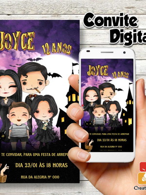 Convite digital wandinha addams/ família addams