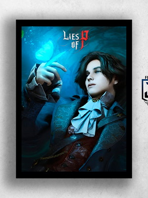 Quadro decorativo game lies of p rpg com moldura a3