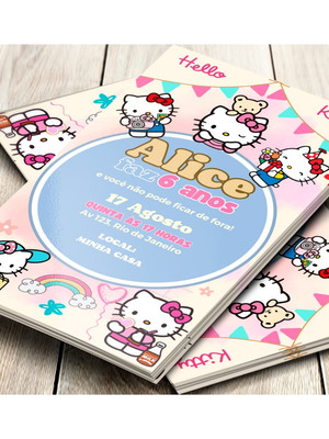 Convite impresso hello kitty