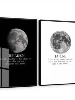 Quadro decorativo lua frases com vidro e moldura 2 peças