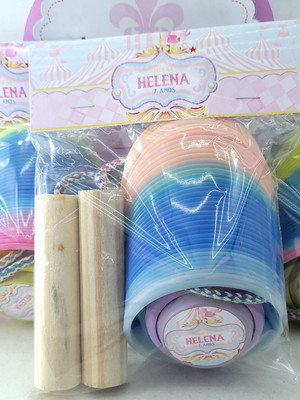 Kit divertido circo rosa com mola corda e ioiô
