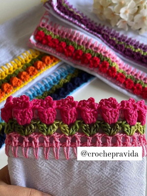 Kit 2 panos de prato tulipas crochê