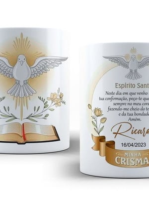 Caneca crisma personalizada com nome e data
