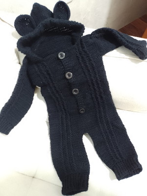 Macacão para bebê ursinho, com gorro