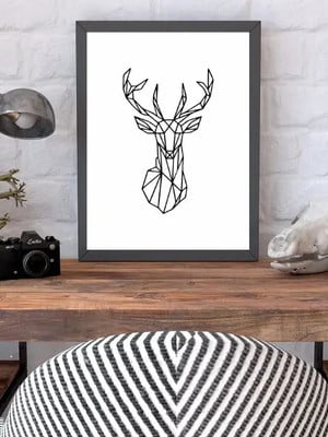Quadro decorativo alce geométrico-a4 com vidro