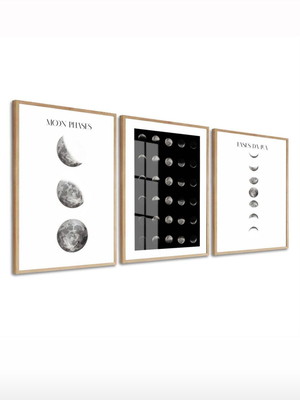 Quadros decorativos fases da lua para sala com vidro