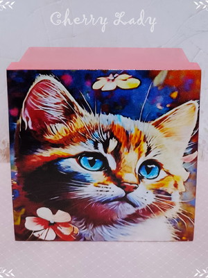 Caixa de mdf gatinho rosa 2