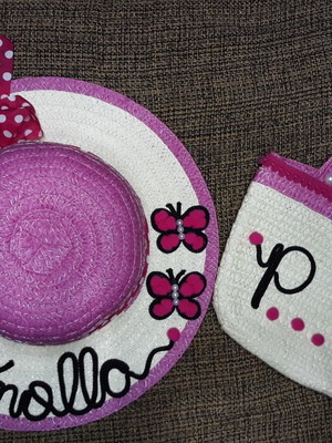 Chapéu e bolsa de praia infantil