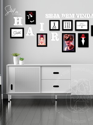 Kit salão de beleza - 9 placas decorativas + 17 letras