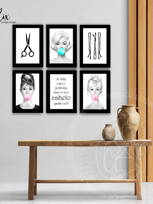 Kit salão de beleza - 8 placas decorativas