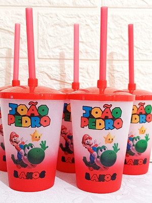 Copo twister jateado 300ml ml super mario