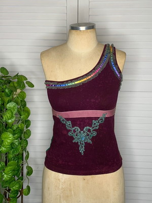 Blusa feminina em malha tiedye uva estonado estilo boho