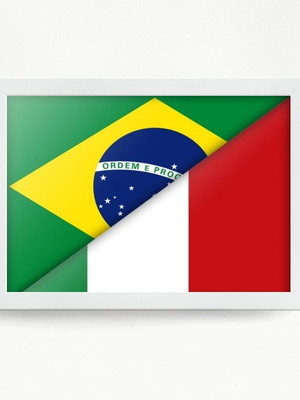 Quadro decorativo brasil itália bandeiras