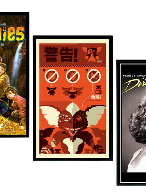Trio de quadros cinema anos 80