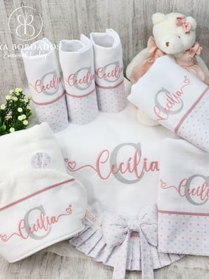 Kit enxoval bebê personalizado nome sobreposto