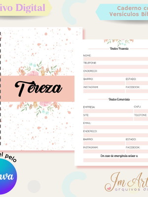 Caderno com versículos bíblicos editável - arquivo digital