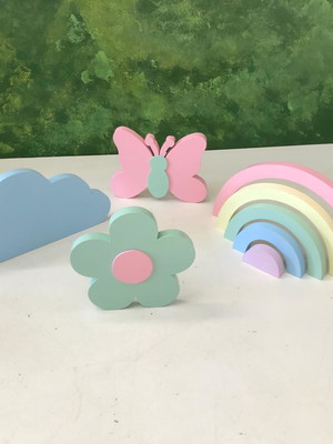 Kit decoração para quarto de bebe mdf 4 pçs