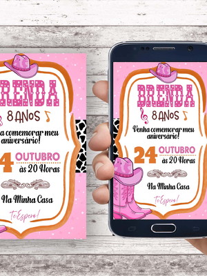 Convite virtual - rodeio/ cowntry menina