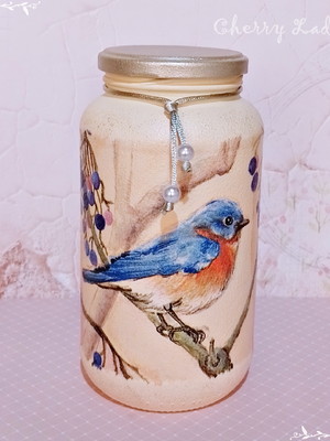 Pote de vidro pássaro