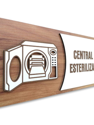 Placa de sinalização | central de esterilização-mdf 30x13cm