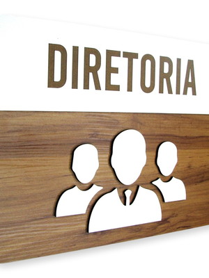 Placa de sinalização | diretoria - mdf 30x21cm ref.: cl0033a