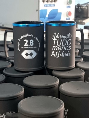 Canecas de chopp 350ml preto fosco com borda - formatura ger
