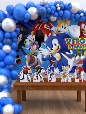 Kit festa personalizado c/ nome + idade sonic 03