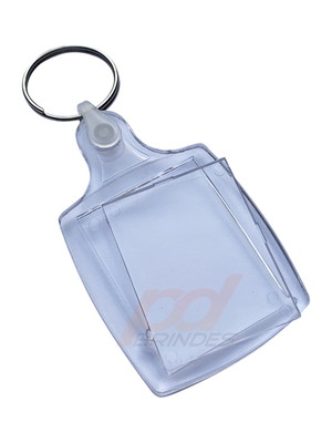 Chaveiro acrilico 3x4 - alça plástico transparente - 50 un